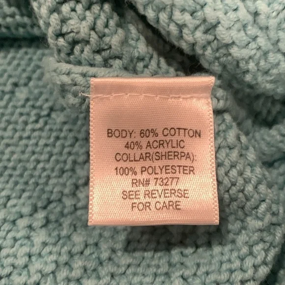 Croft & Barrow Full Zip Turquoise Jacket with Sherpa Collar Size Large - Picture 15 of 15